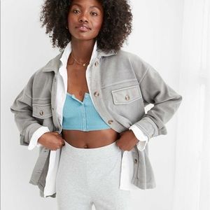 Aerie Luxe Trucker Shacket- Grey